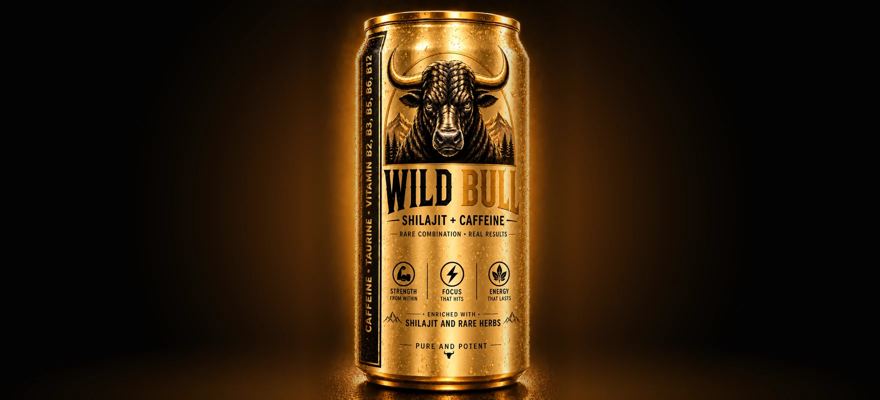 Wild Bull Shilajit + Caffeine energy drink can